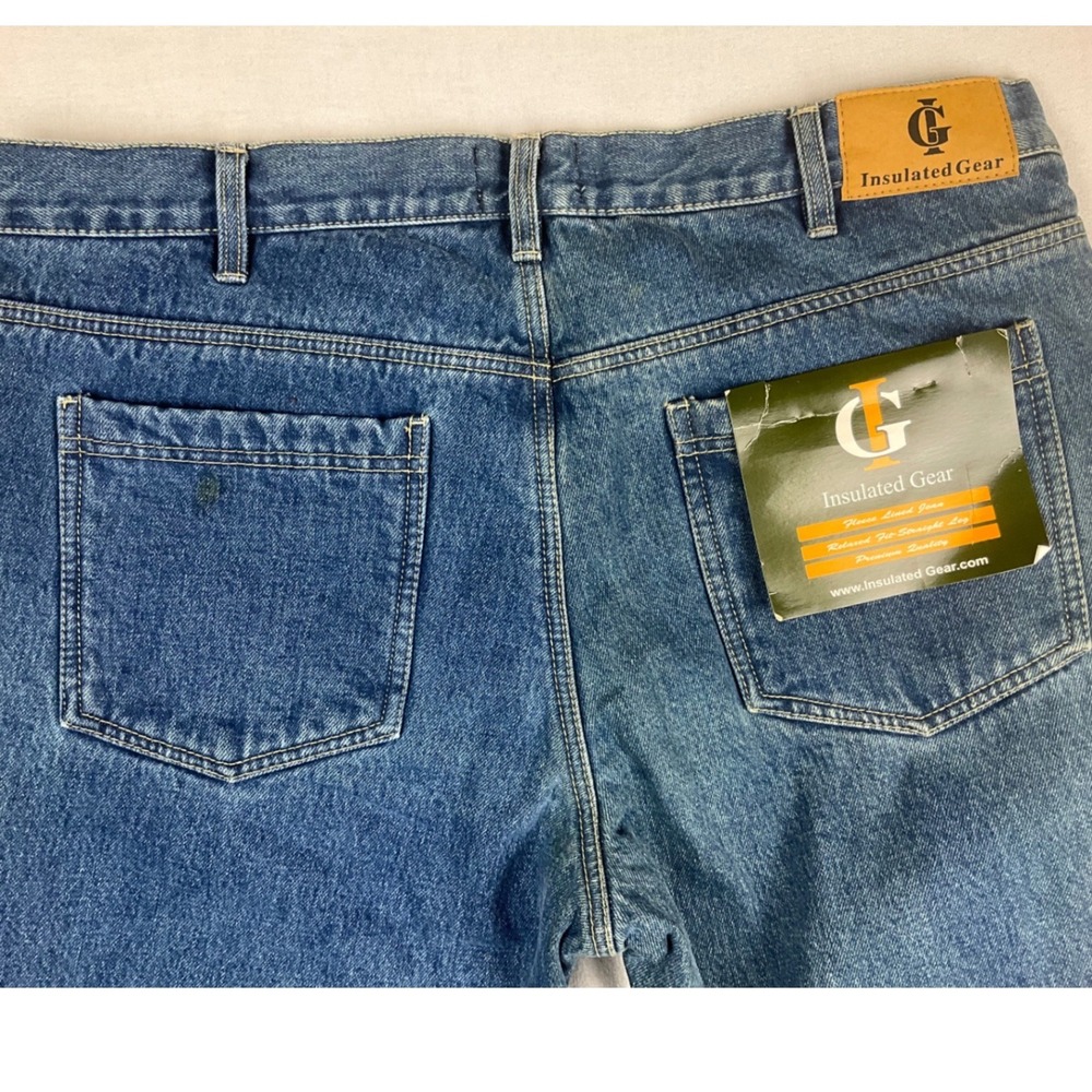 Insulated Gear Mens Jeans 40x32 (fits 40x31) Blue Fleece Lined Denim Work Pants - Picture 4 of 13